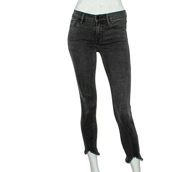 FRAME Denim Women's 24 Le Skinny De Jeanne Jeans Crop Triangle Raw hem Tull Gray - Picture 13 of 13